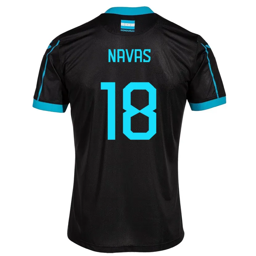 Danxen Homme Maillot Honduras Johan Navas #18 Noir Tenues Extérieur 24-26 T-Shirt