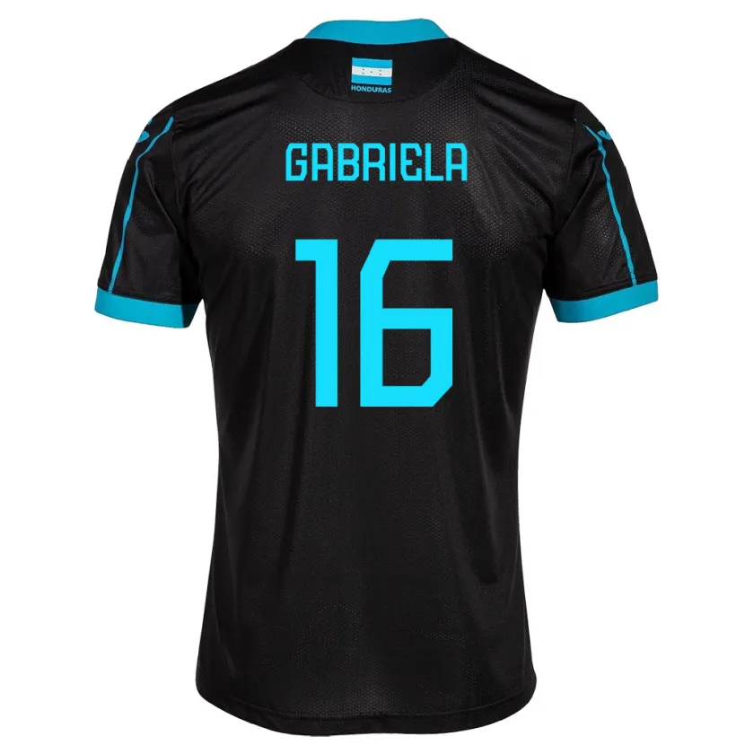 Danxen Homme Maillot Honduras Gabriela García #16 Noir Tenues Extérieur 24-26 T-Shirt