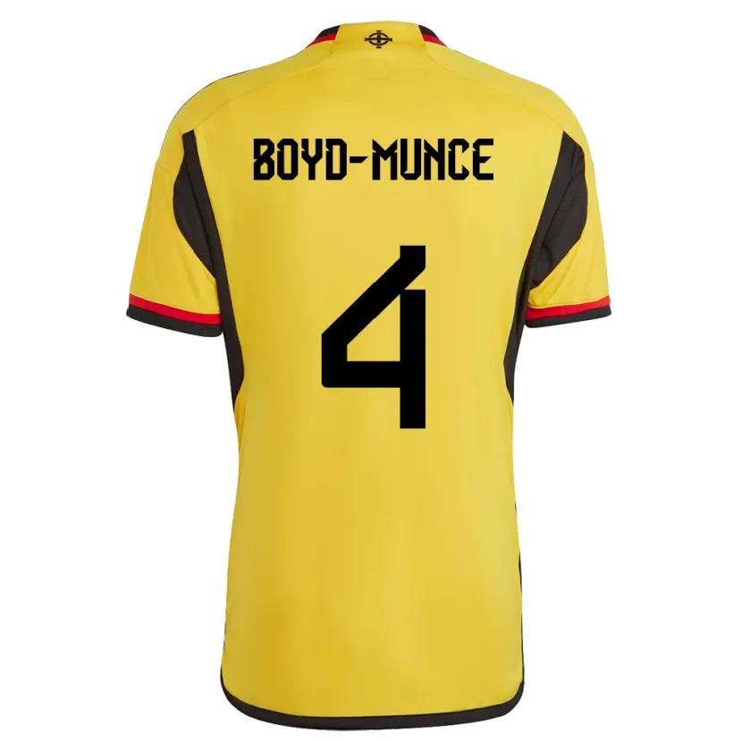 Danxen Homme Maillot Irlande Du Nord Caolan Boyd-Munce #4 Blanc Tenues Extérieur 24-26 T-Shirt