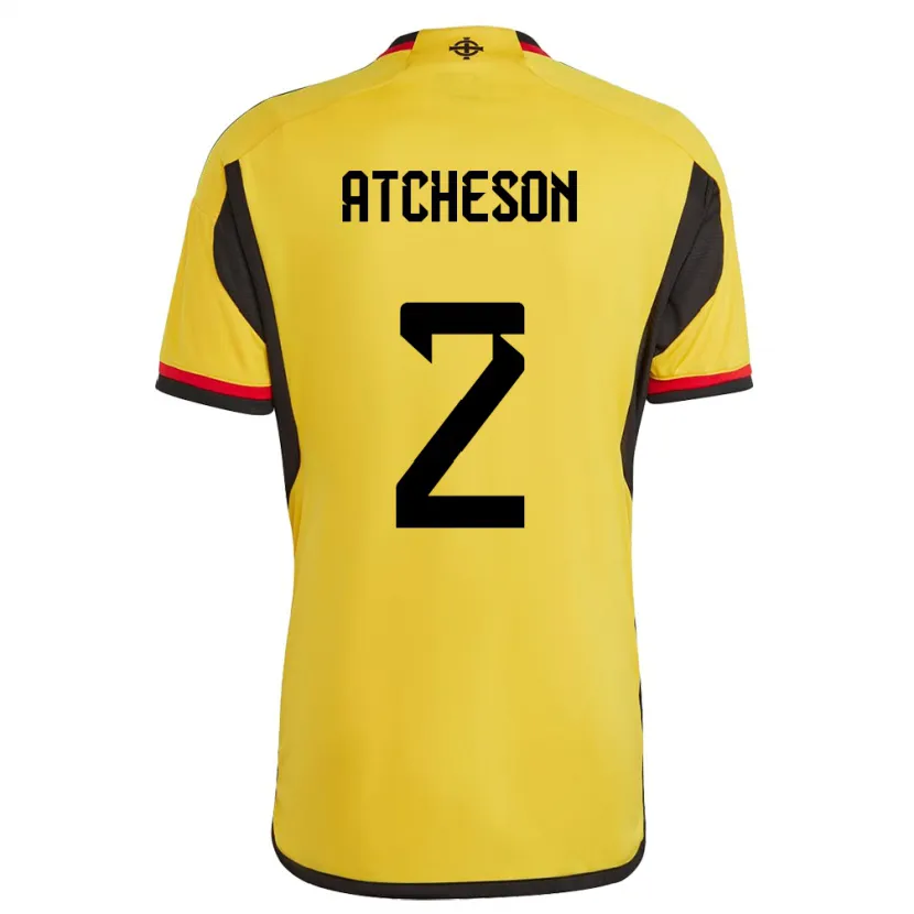 Danxen Homme Maillot Irlande Du Nord Tom Atcheson #2 Blanc Tenues Extérieur 24-26 T-Shirt