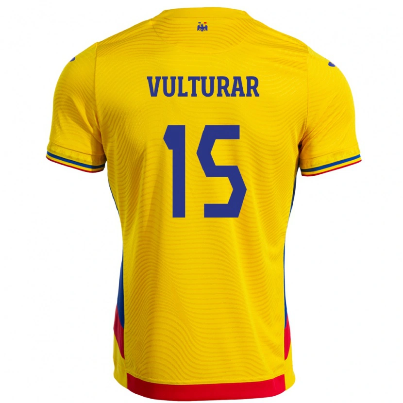 Danxen Femme Maillot Roumanie Cătălin Vulturar #15 Jaune Tenues Domicile 24-26 T-Shirt