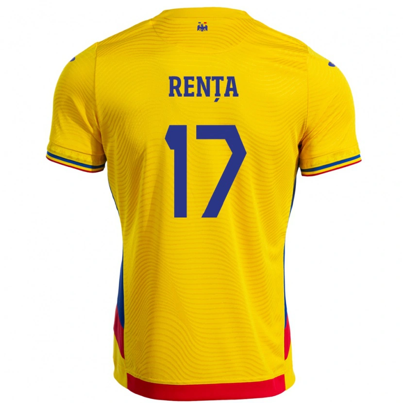 Danxen Femme Maillot Roumanie Denis Rența #17 Jaune Tenues Domicile 24-26 T-Shirt