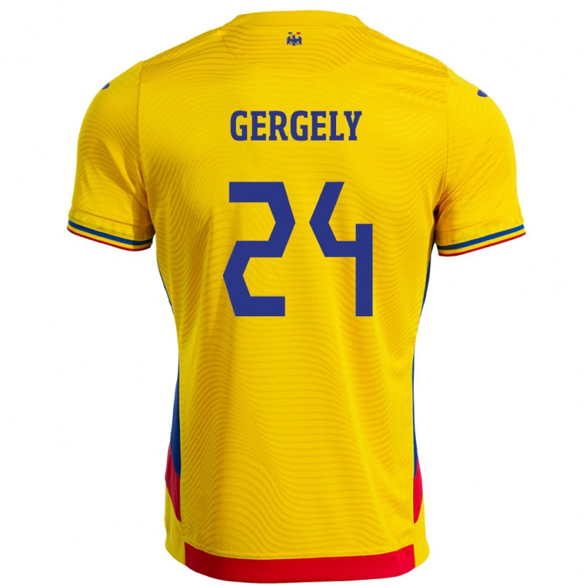 Danxen Femme Maillot Roumanie Botond Gergely #24 Jaune Tenues Domicile 24-26 T-Shirt