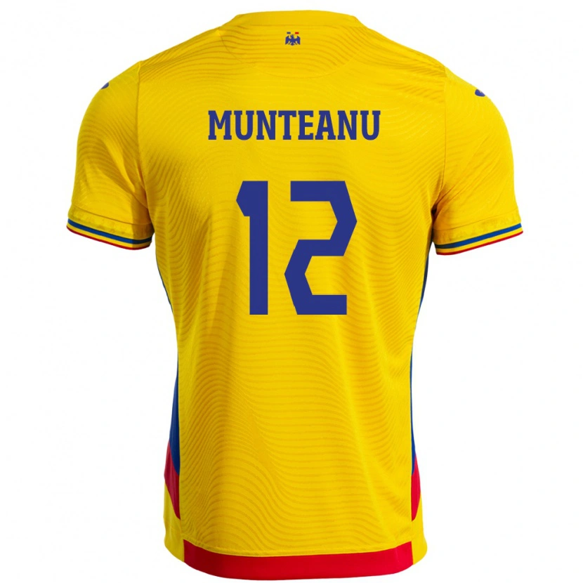 Danxen Femme Maillot Roumanie Rafael Munteanu #12 Jaune Tenues Domicile 24-26 T-Shirt