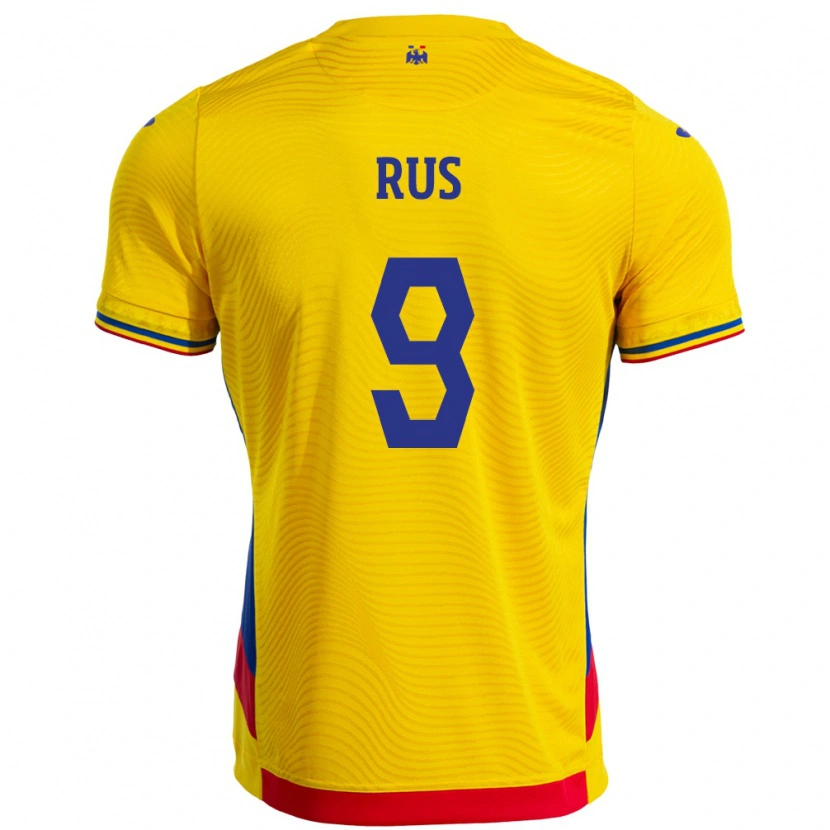 Danxen Femme Maillot Roumanie Laura Rus #9 Jaune Tenues Domicile 24-26 T-Shirt