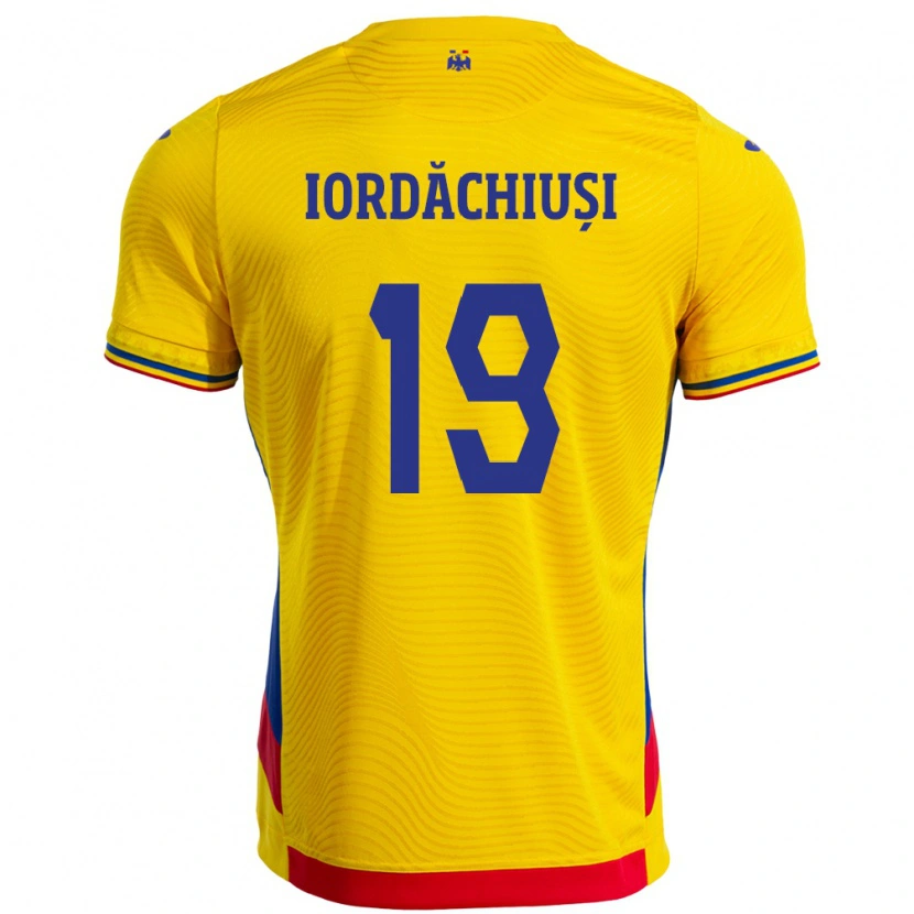 Danxen Femme Maillot Roumanie Olga Iordăchiuși #19 Jaune Tenues Domicile 24-26 T-Shirt