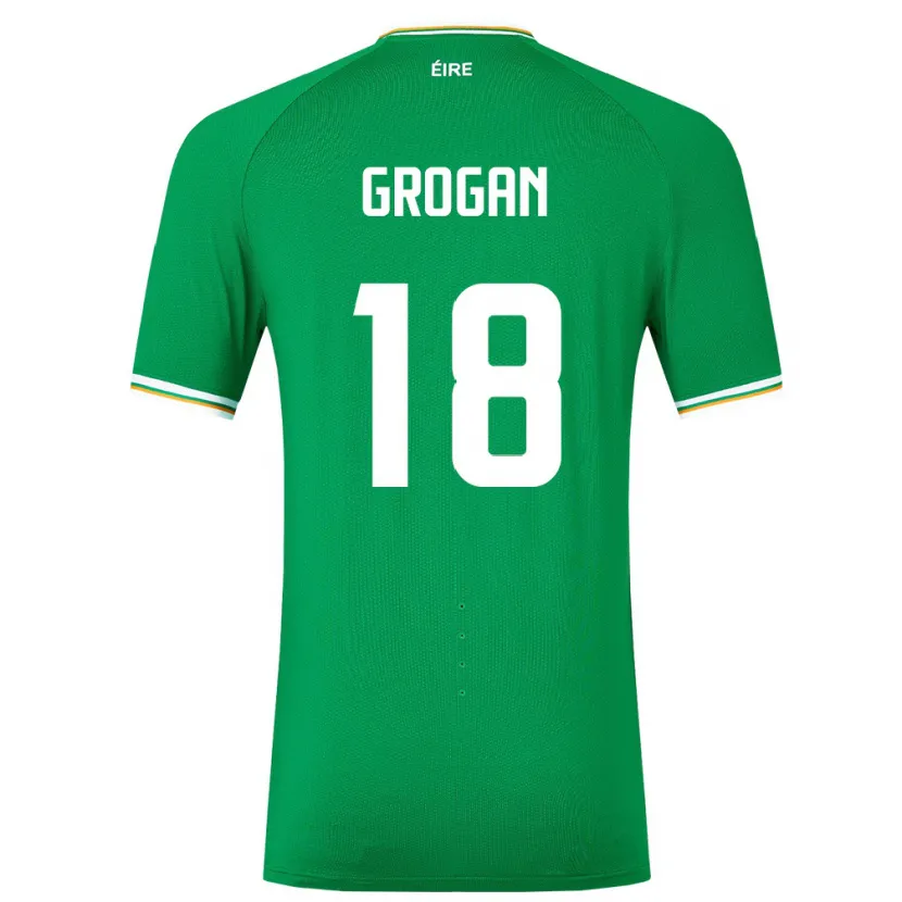 Danxen Femme Maillot Irlande Christy Grogan #18 Vert Tenues Domicile 24-26 T-Shirt