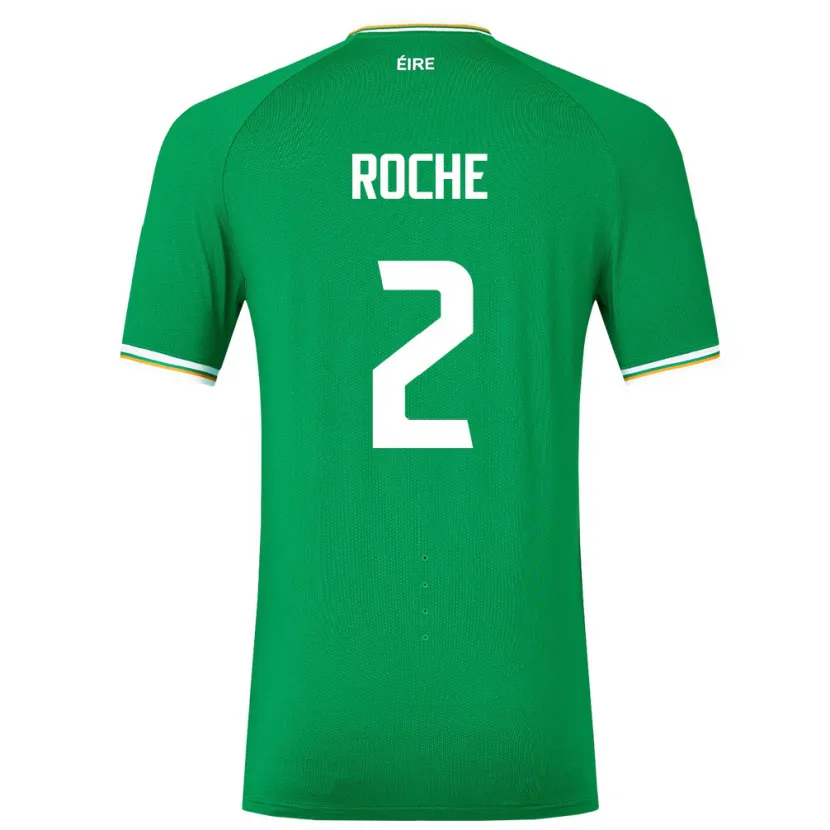Danxen Femme Maillot Irlande James Roche #2 Vert Tenues Domicile 24-26 T-Shirt