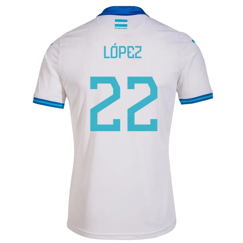Danxen Femme Maillot Honduras Luis López #22 Blanc Tenues Domicile 24-26 T-Shirt