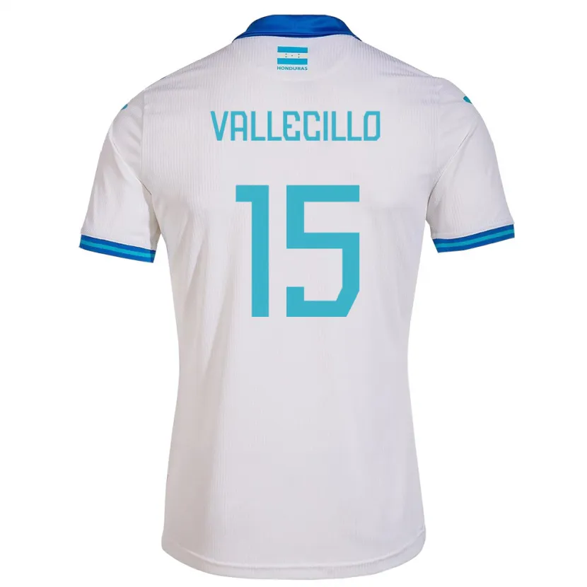 Danxen Femme Maillot Honduras Eric Vallecillo #15 Blanc Tenues Domicile 24-26 T-Shirt