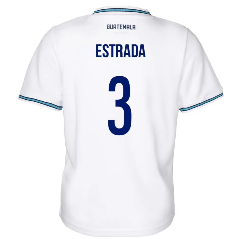 Danxen Femme Maillot Guatemala Carlos Estrada #3 Blanc Tenues Domicile 24-26 T-Shirt