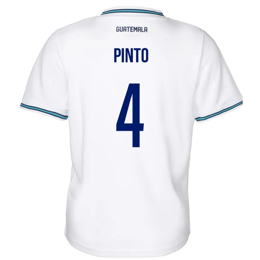 Danxen Femme Maillot Guatemala José Carlos Pinto #4 Blanc Tenues Domicile 24-26 T-Shirt
