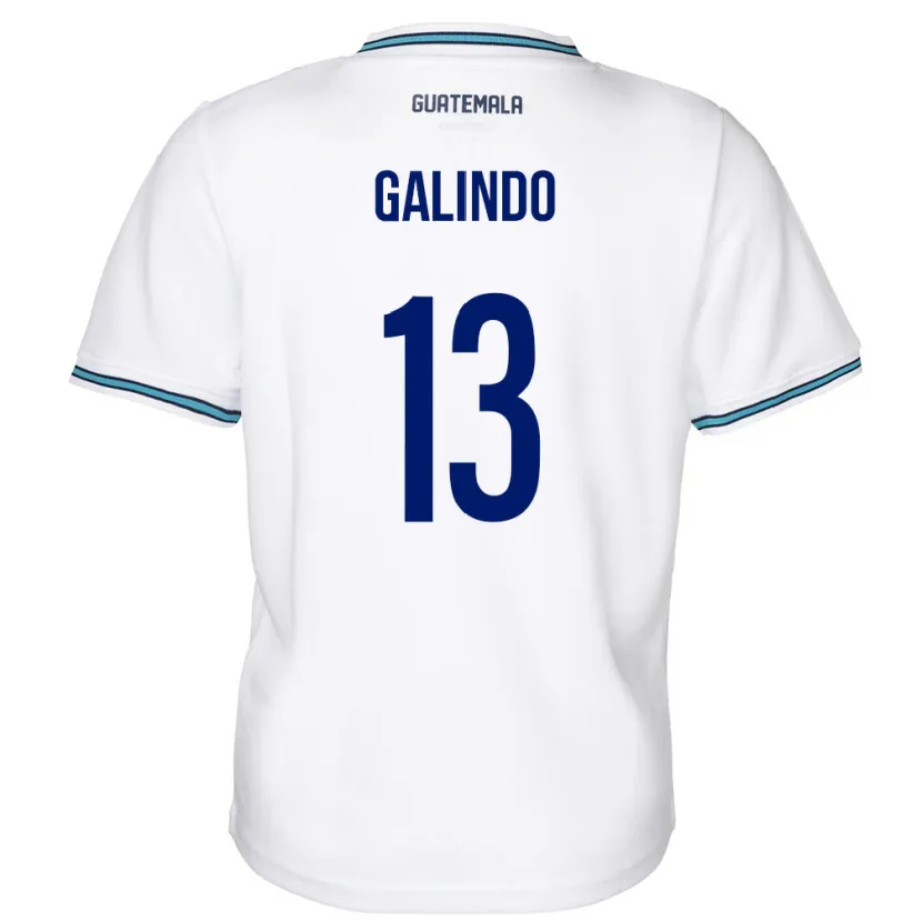 Danxen Femme Maillot Guatemala Alejandro Galindo #13 Blanc Tenues Domicile 24-26 T-Shirt