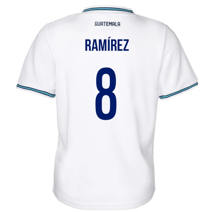 Danxen Femme Maillot Guatemala Dennis Ramírez #8 Blanc Tenues Domicile 24-26 T-Shirt
