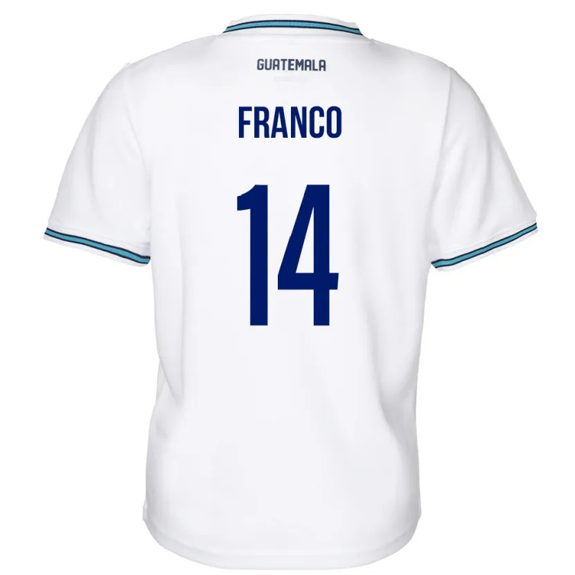 Danxen Femme Maillot Guatemala Jonathan Franco #14 Blanc Tenues Domicile 24-26 T-Shirt