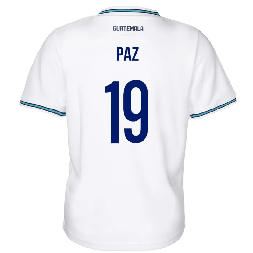 Danxen Femme Maillot Guatemala Vidal Paz #19 Blanc Tenues Domicile 24-26 T-Shirt