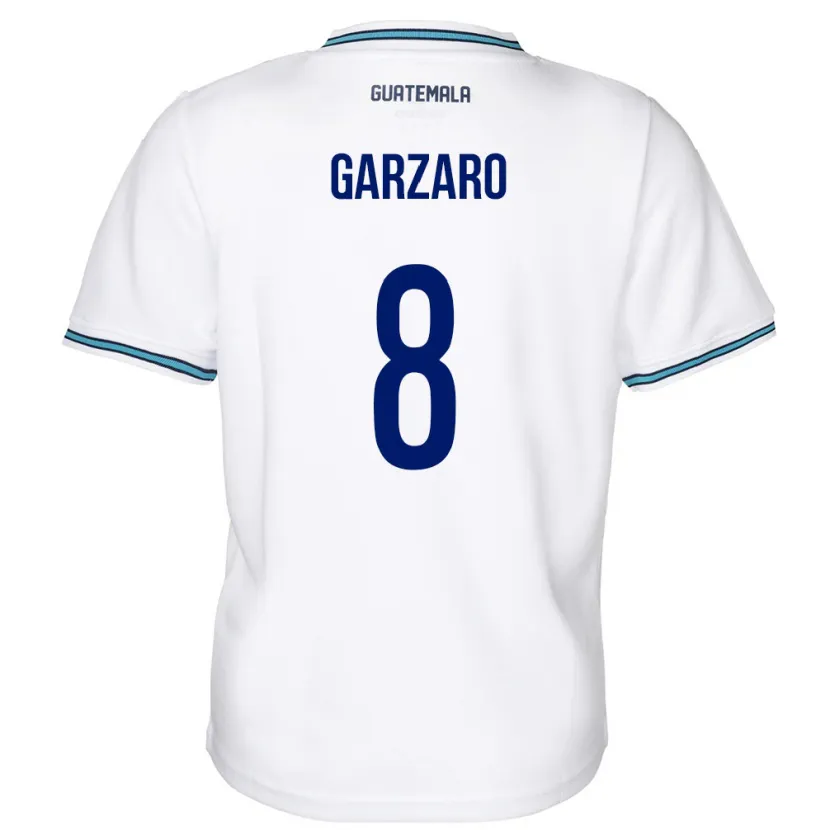 Danxen Femme Maillot Guatemala Santiago Garzaro #8 Blanc Tenues Domicile 24-26 T-Shirt