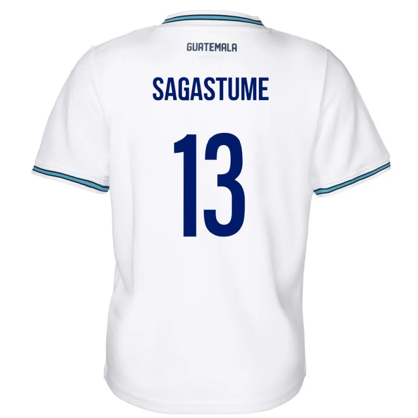 Danxen Femme Maillot Guatemala Selvin Sagastume #13 Blanc Tenues Domicile 24-26 T-Shirt