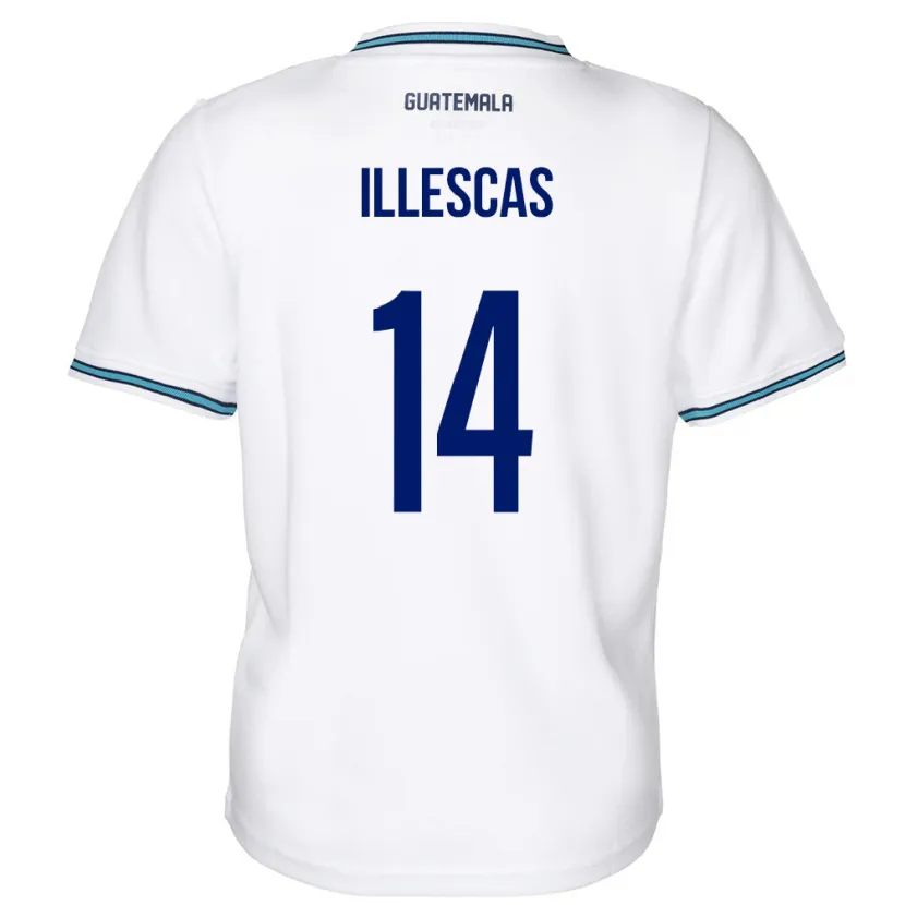 Danxen Femme Maillot Guatemala Kevin Illescas #14 Blanc Tenues Domicile 24-26 T-Shirt