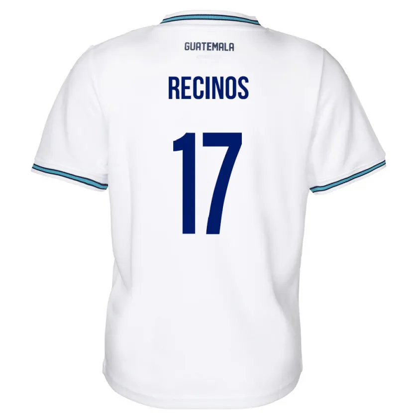 Danxen Femme Maillot Guatemala Antony Recinos #17 Blanc Tenues Domicile 24-26 T-Shirt