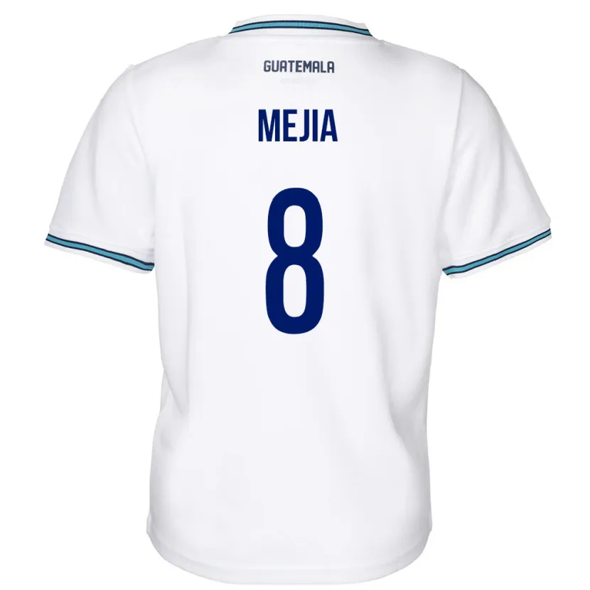 Danxen Femme Maillot Guatemala Robert Mejia #8 Blanc Tenues Domicile 24-26 T-Shirt