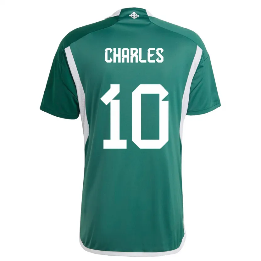 Danxen Femme Maillot Irlande Du Nord Dion Charles #10 Vert Tenues Domicile 24-26 T-Shirt
