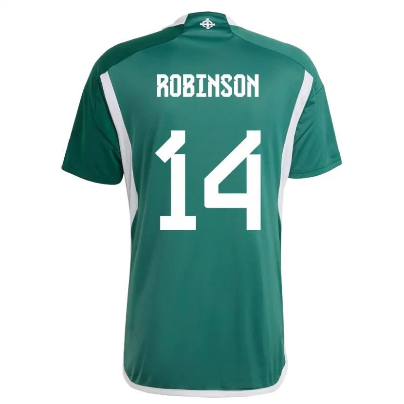 Danxen Femme Maillot Irlande Du Nord Darren Robinson #14 Vert Tenues Domicile 24-26 T-Shirt