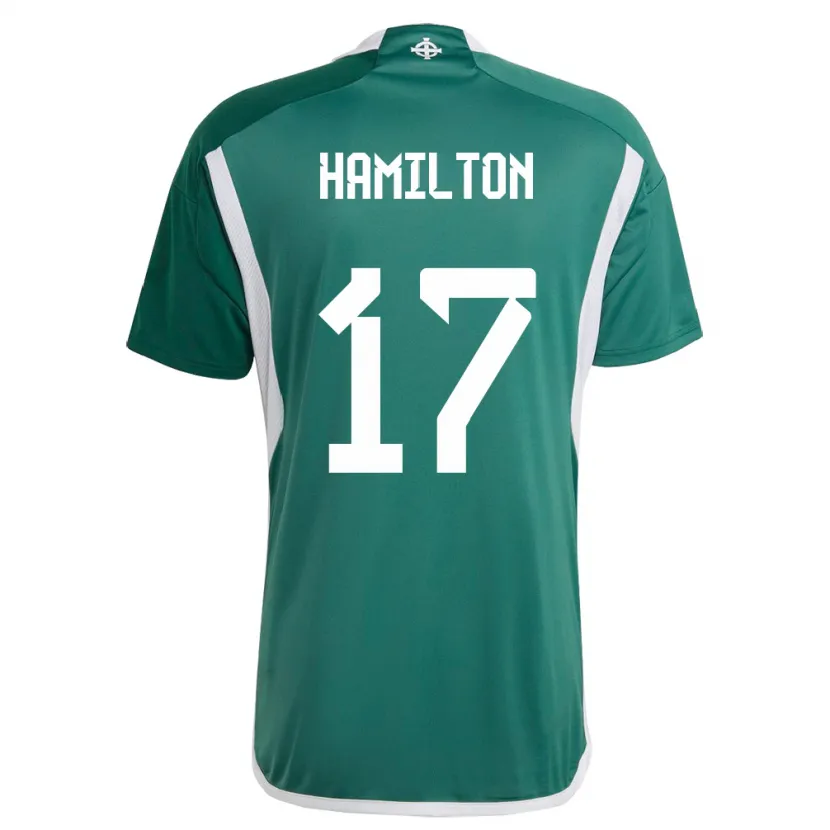 Danxen Femme Maillot Irlande Du Nord Caragh Hamilton #17 Vert Tenues Domicile 24-26 T-Shirt