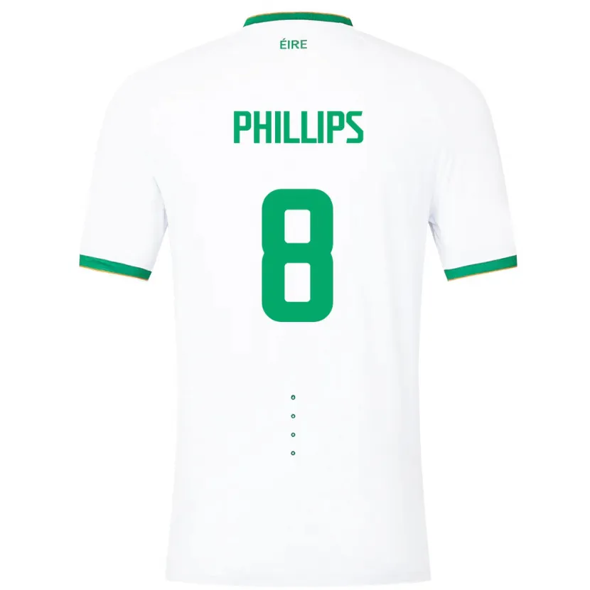 Danxen Femme Maillot Irlande Killian Phillips #8 Blanc Tenues Extérieur 24-26 T-Shirt