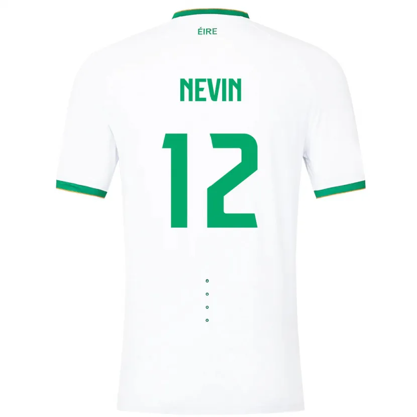 Danxen Femme Maillot Irlande Harry Nevin #12 Blanc Tenues Extérieur 24-26 T-Shirt