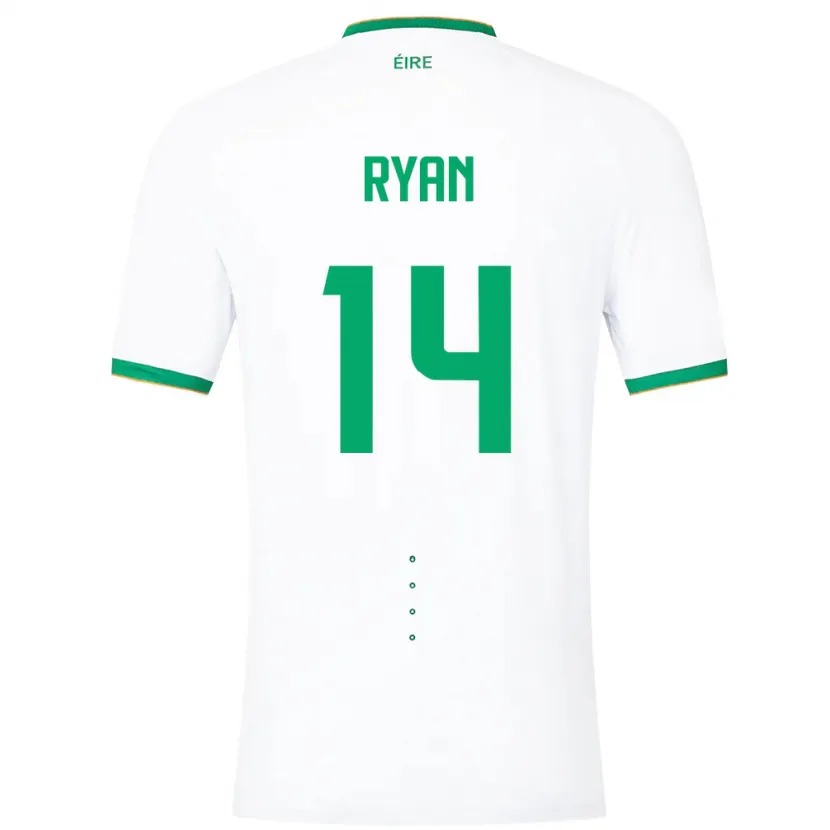 Danxen Femme Maillot Irlande John Ryan #14 Blanc Tenues Extérieur 24-26 T-Shirt