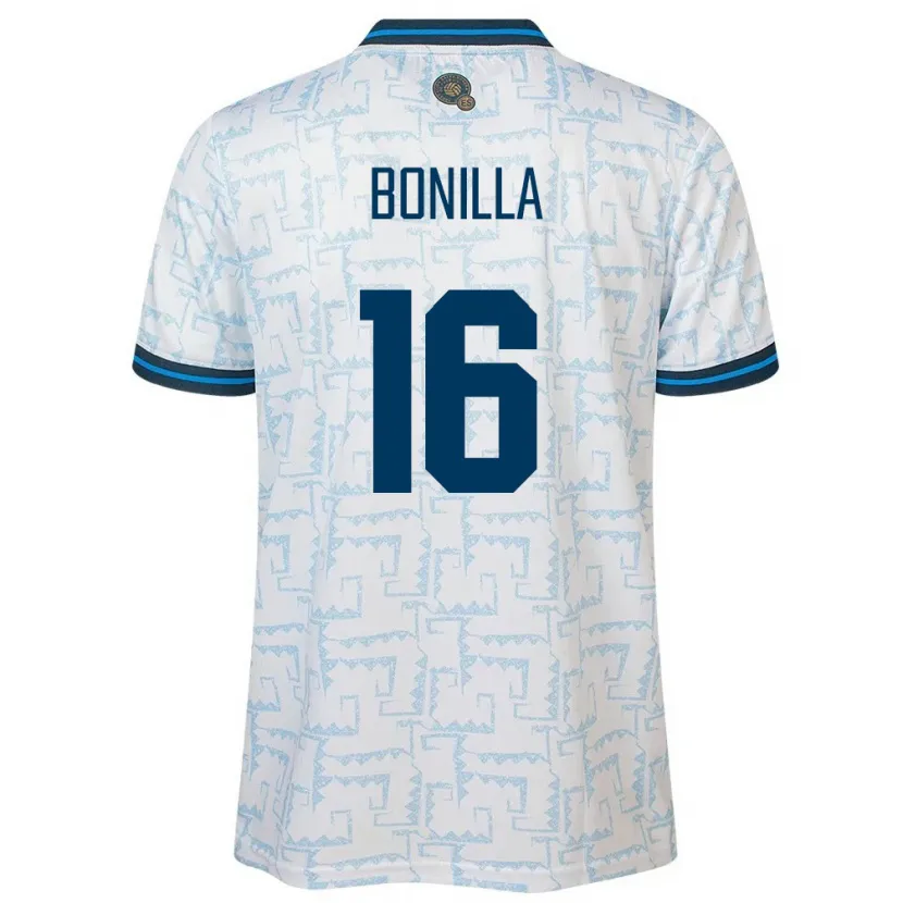 Danxen Femme Maillot Salvador Elmer Bonilla #16 Blanc Tenues Extérieur 24-26 T-Shirt