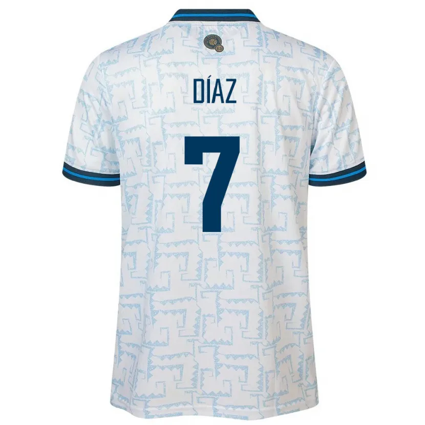 Danxen Femme Maillot Salvador Nelson Díaz #7 Blanc Tenues Extérieur 24-26 T-Shirt