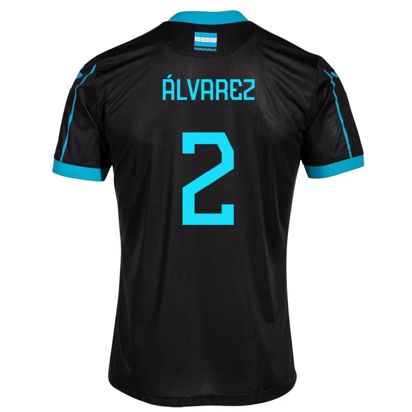 Danxen Femme Maillot Honduras Kevin Álvarez #2 Noir Tenues Extérieur 24-26 T-Shirt