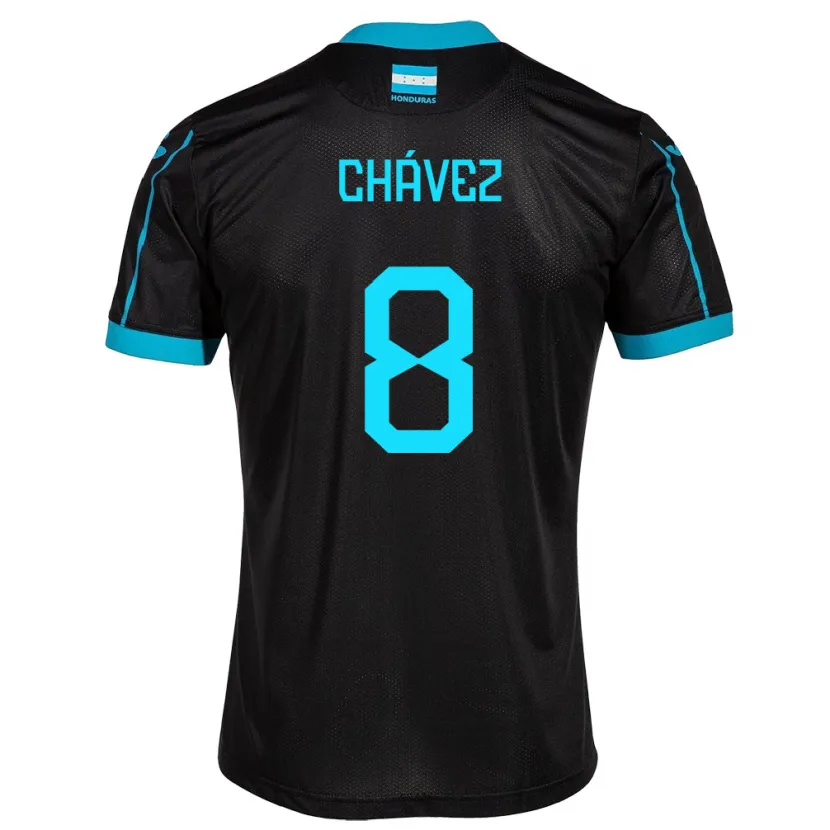 Danxen Femme Maillot Honduras Gerson Chávez #8 Noir Tenues Extérieur 24-26 T-Shirt
