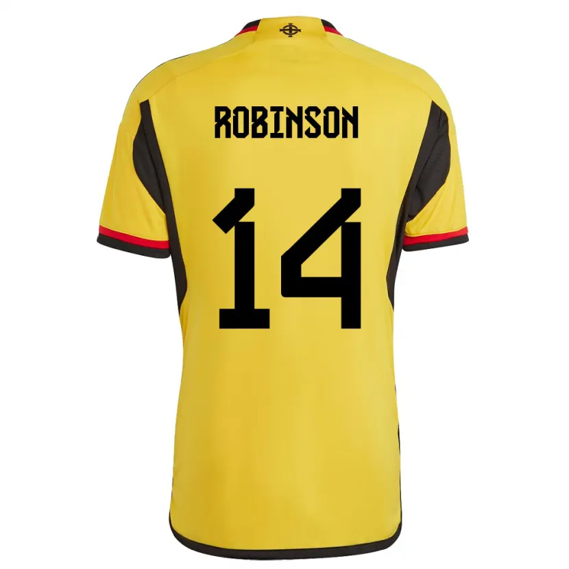 Danxen Femme Maillot Irlande Du Nord Darren Robinson #14 Blanc Tenues Extérieur 24-26 T-Shirt