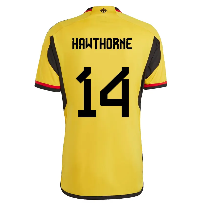 Danxen Femme Maillot Irlande Du Nord Keevan Hawthorne #14 Blanc Tenues Extérieur 24-26 T-Shirt