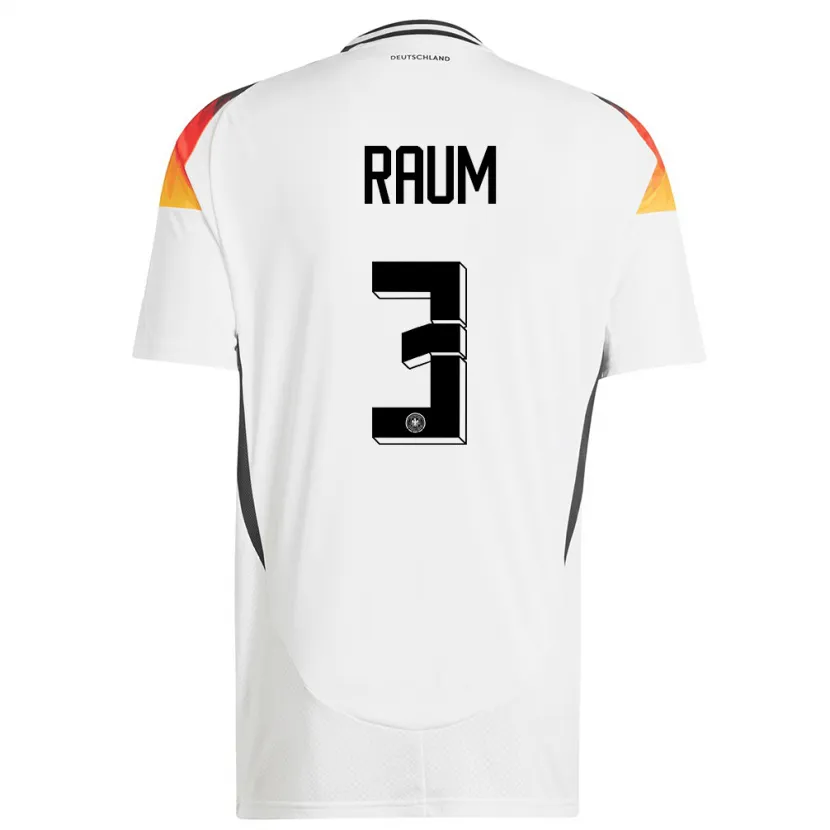 Danxen Enfant Maillot Allemagne David Raum #3 Blanc Tenues Domicile 24-26 T-Shirt