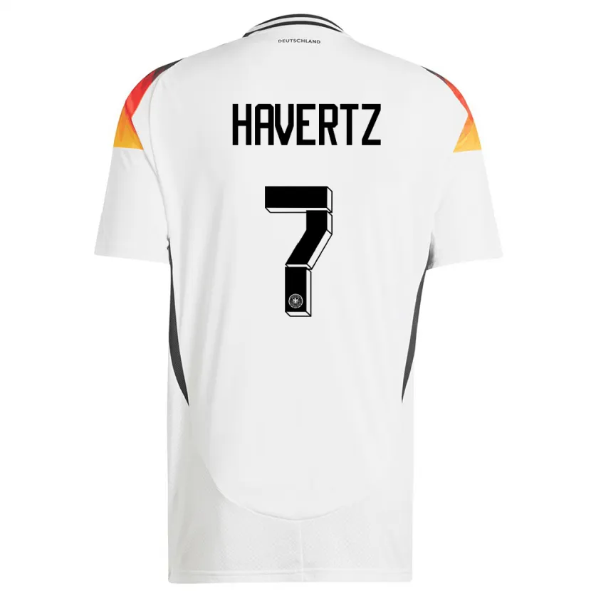 Danxen Enfant Maillot Allemagne Kai Havertz #7 Blanc Tenues Domicile 24-26 T-Shirt