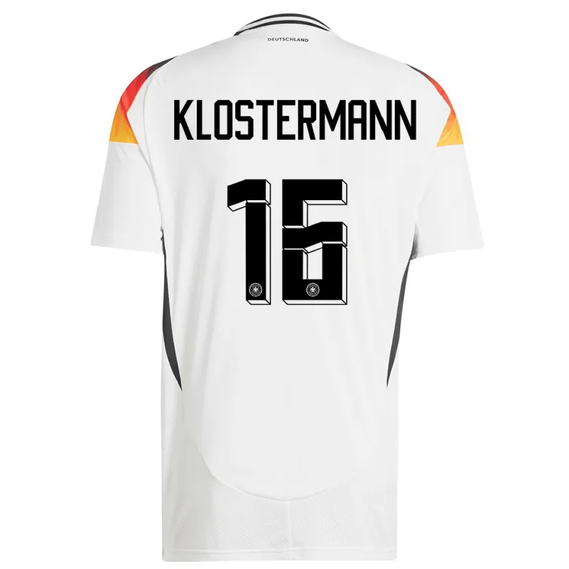 Danxen Enfant Maillot Allemagne Lukas Klostermann #16 Blanc Tenues Domicile 24-26 T-Shirt