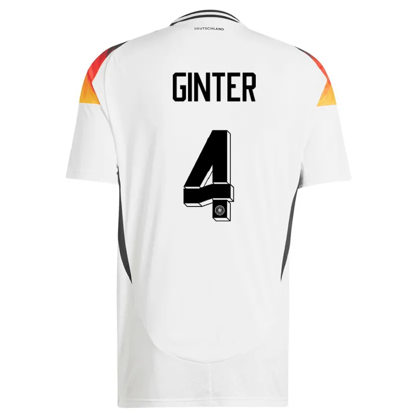 Danxen Enfant Maillot Allemagne Matthias Ginter #4 Blanc Tenues Domicile 24-26 T-Shirt