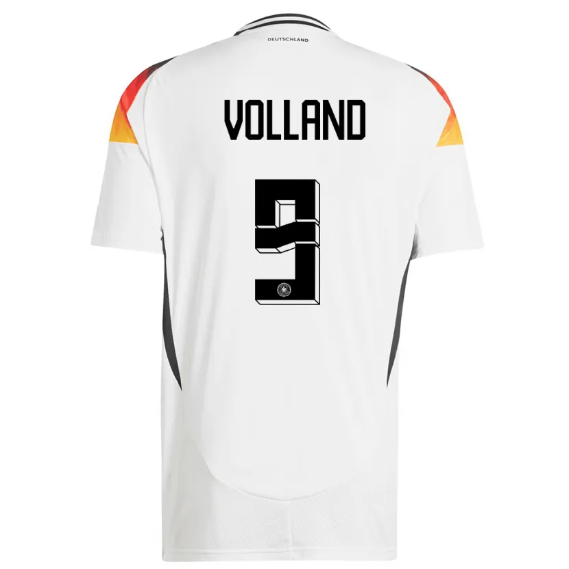 Danxen Enfant Maillot Allemagne Kevin Volland #9 Blanc Tenues Domicile 24-26 T-Shirt