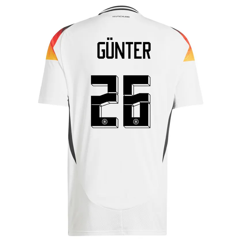 Danxen Enfant Maillot Allemagne Christian Günter #26 Blanc Tenues Domicile 24-26 T-Shirt