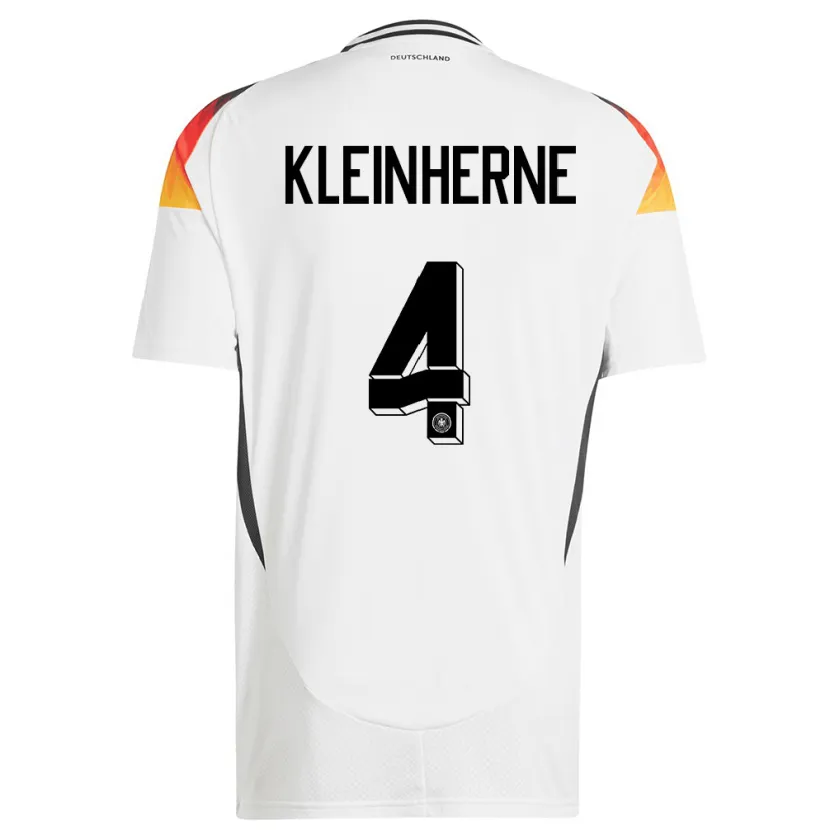 Danxen Enfant Maillot Allemagne Sophia Kleinherne #4 Blanc Tenues Domicile 24-26 T-Shirt