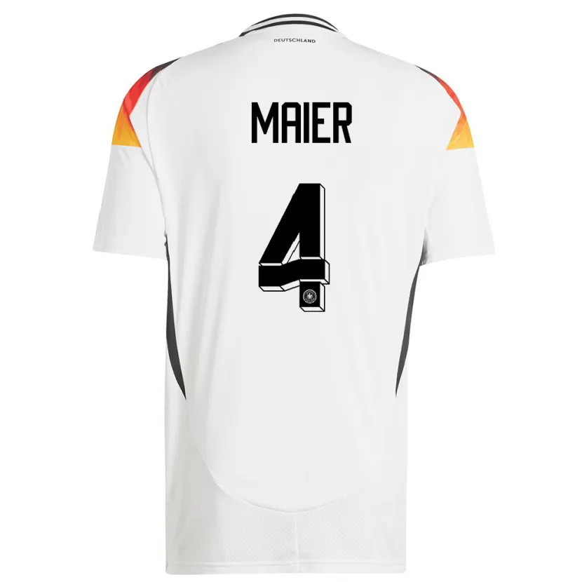 Danxen Enfant Maillot Allemagne Leonie Maier #4 Blanc Tenues Domicile 24-26 T-Shirt