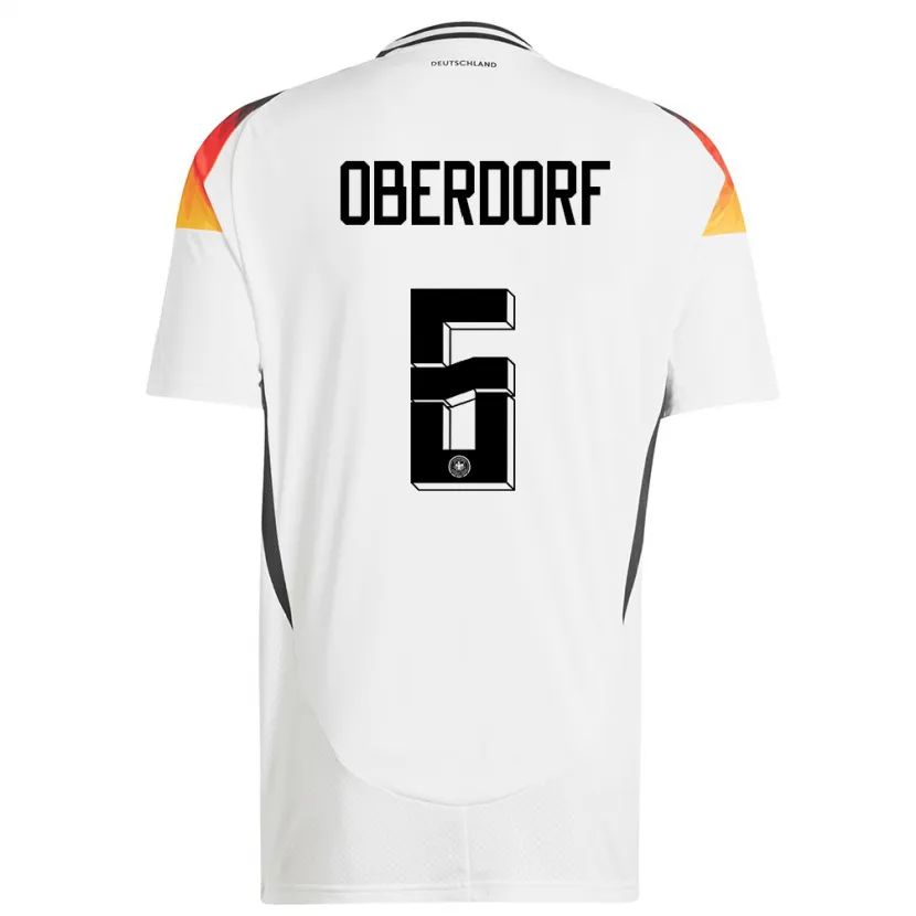 Danxen Enfant Maillot Allemagne Lena Oberdorf #6 Blanc Tenues Domicile 24-26 T-Shirt