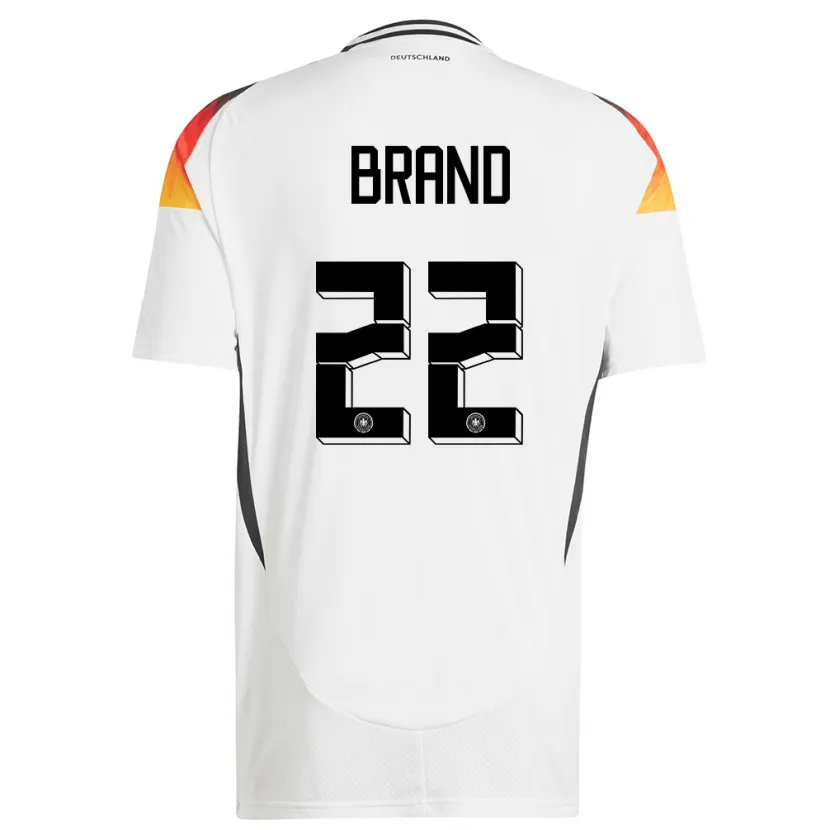Danxen Enfant Maillot Allemagne Jule Brand #22 Blanc Tenues Domicile 24-26 T-Shirt