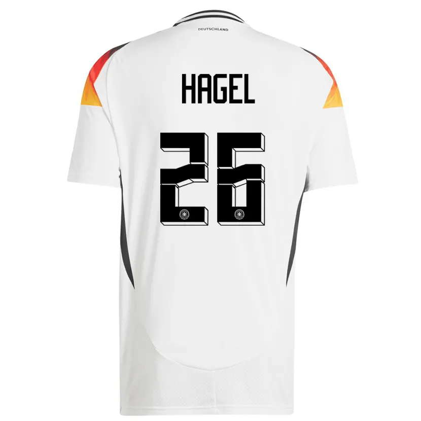 Danxen Enfant Maillot Allemagne Chantal Hagel #26 Blanc Tenues Domicile 24-26 T-Shirt