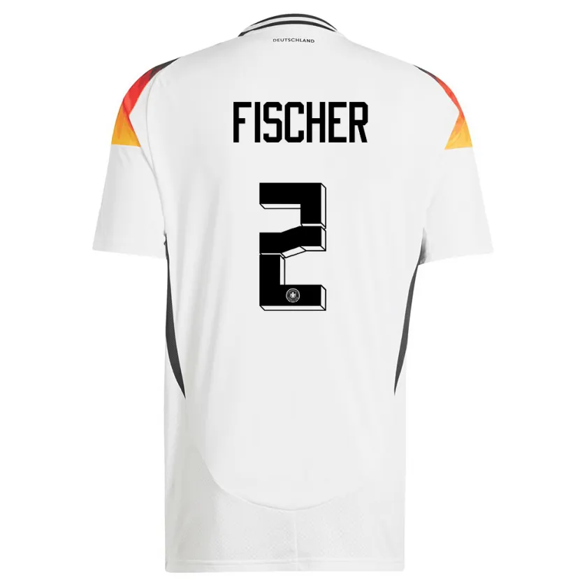Danxen Enfant Maillot Allemagne Kilian Fischer #2 Blanc Tenues Domicile 24-26 T-Shirt