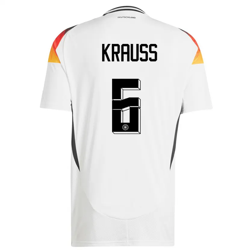 Danxen Enfant Maillot Allemagne Tom Kraub #6 Blanc Tenues Domicile 24-26 T-Shirt